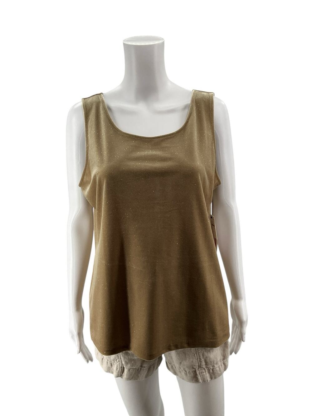Talbots Reversible Velvet Tank Top Beige Gold Fleck Size Large NWT